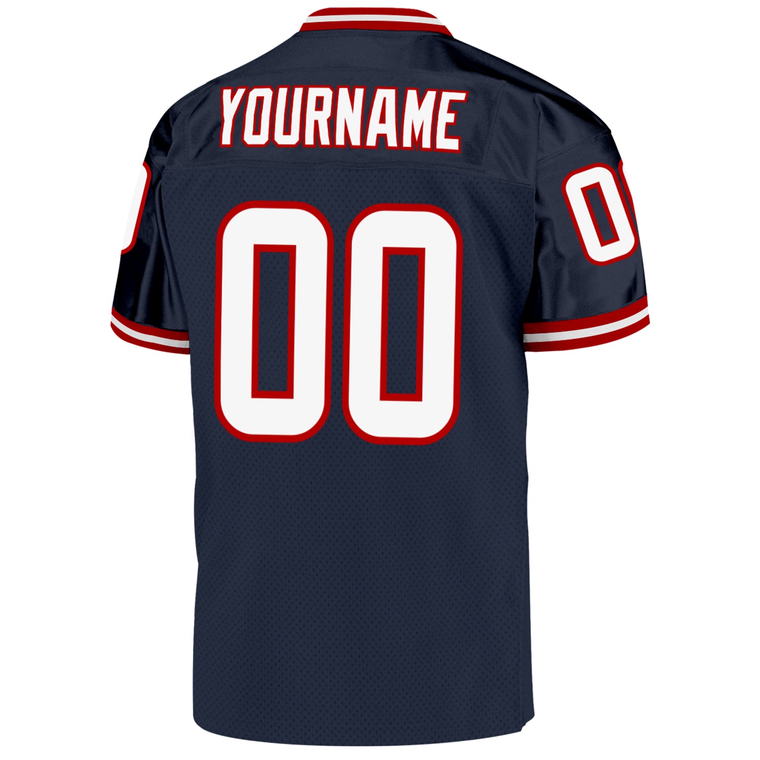 Custom Navy White-Red Mesh Authentic Throwback Football Jersey