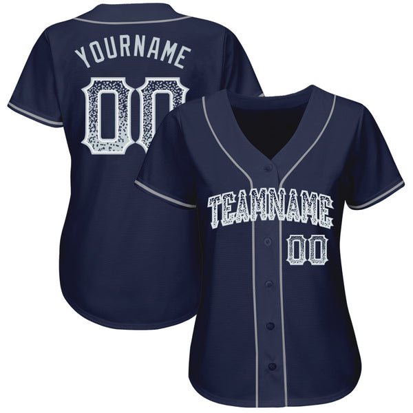 Custom White Navy Hook Split Fashion Authentic Baseball Jersey