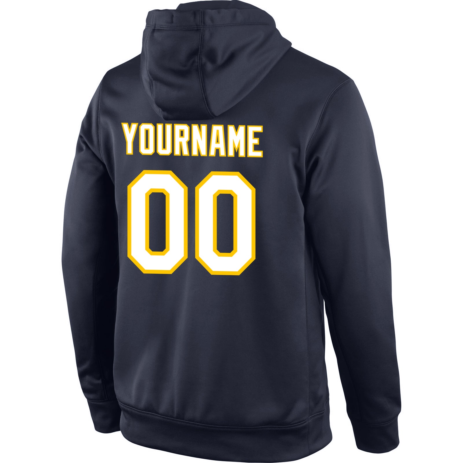 Custom Stitched Navy White-Gold Sports Pullover Sweatshirt Hoodie