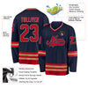 Custom Navy Red-Old Gold Hockey Jersey