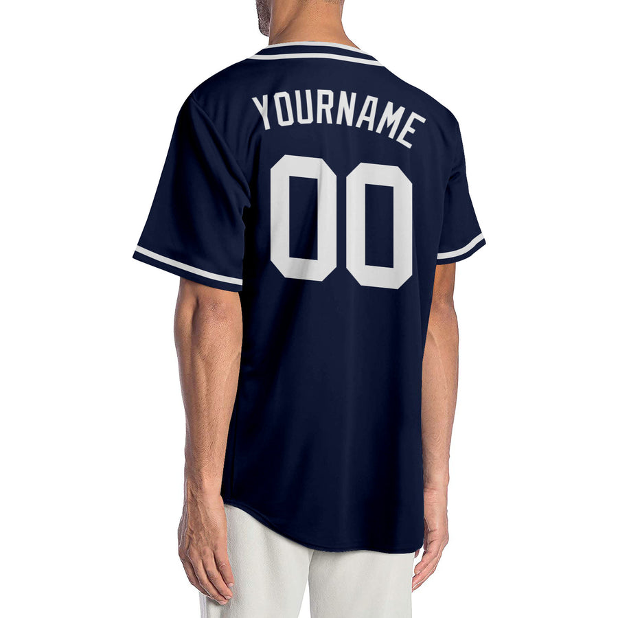 Custom Navy White Authentic Baseball Jersey