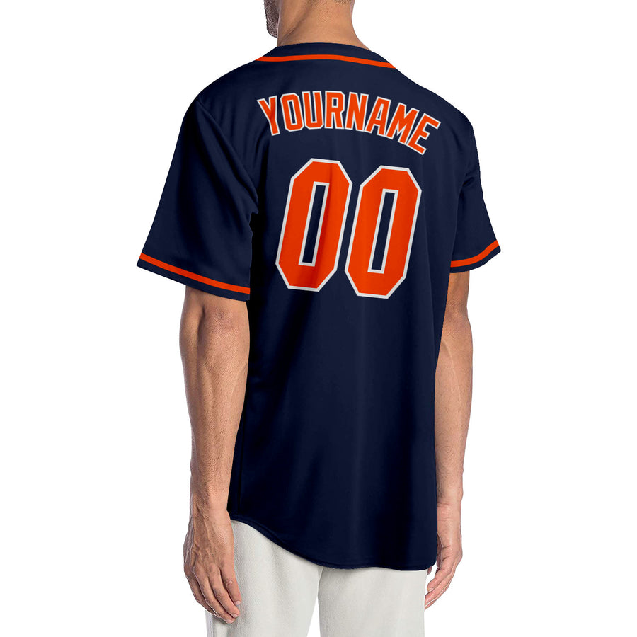 Custom Navy Orange-White Authentic Baseball Jersey