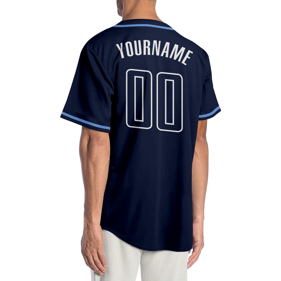 Custom Navy Navy-Light Blue Authentic Baseball Jersey