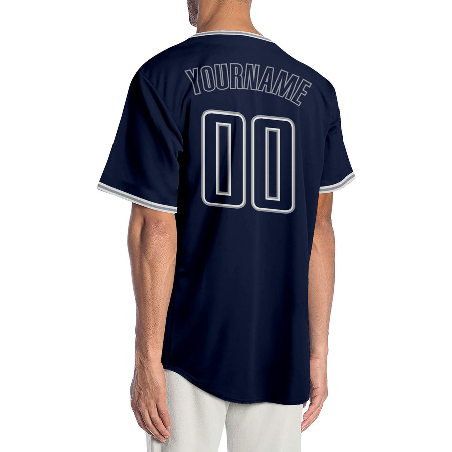 Custom Navy Navy-Gray Authentic Baseball Jersey