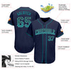 Custom Navy Teal-Gray Authentic Drift Fashion Baseball Jersey