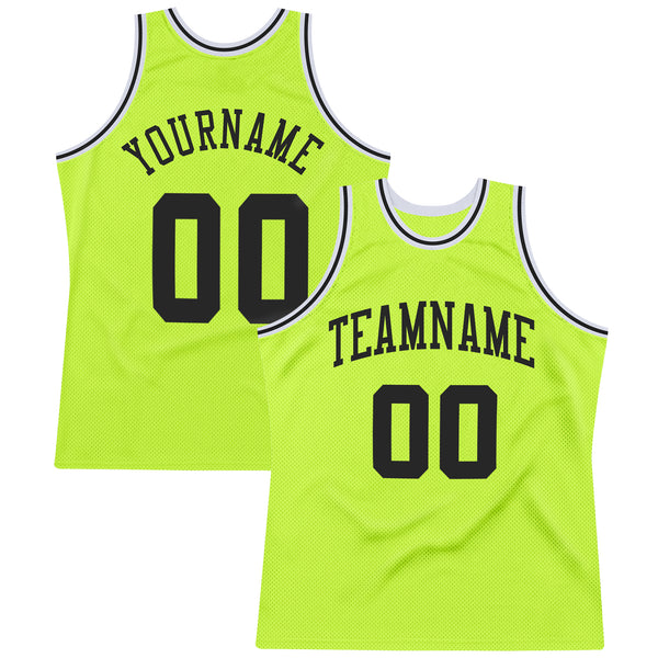 Custom Light Blue White-Neon Green Authentic Throwback Basketball Jersey  Discount