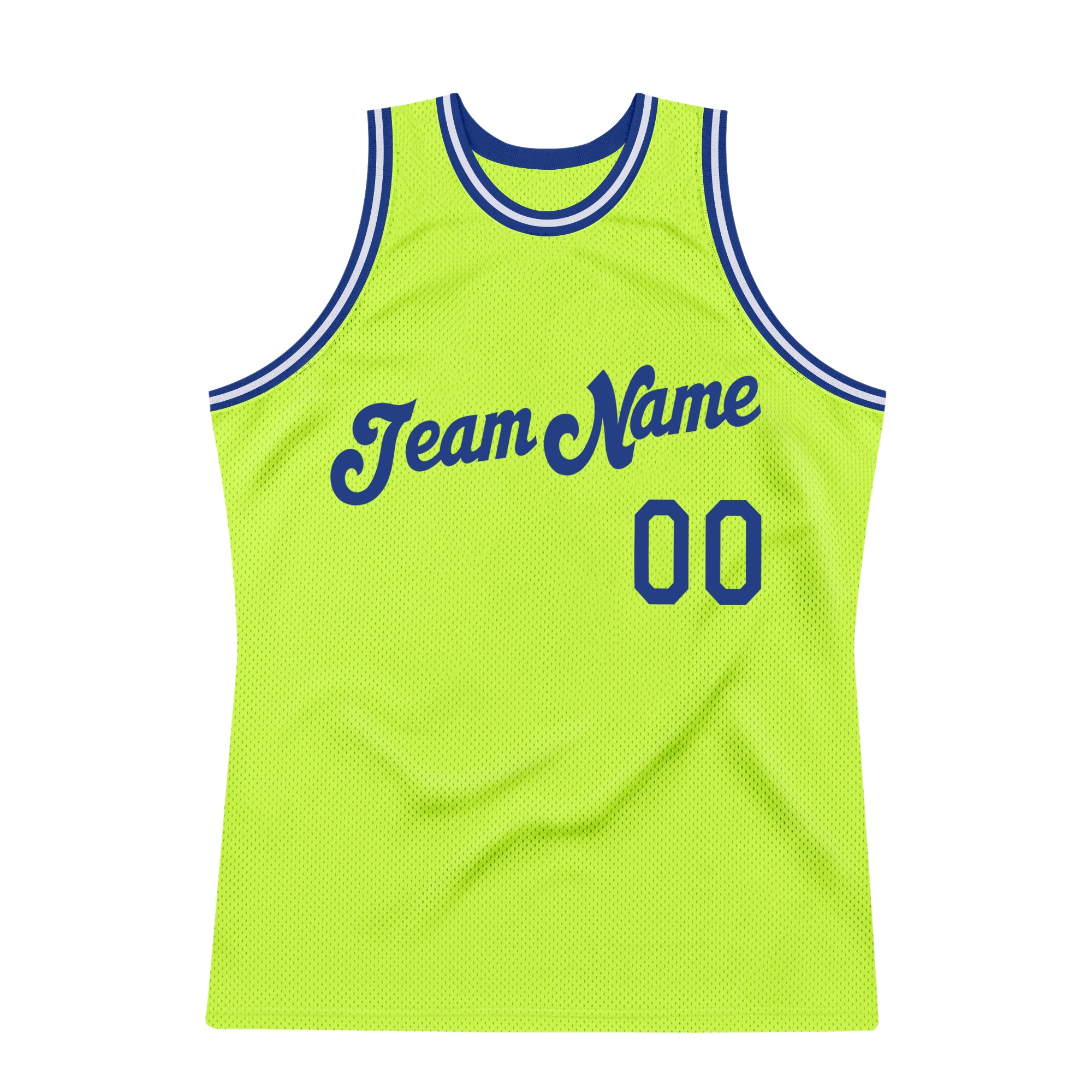 FANSIDEA Custom Kelly Green White-Royal Round Neck Rib-Knit Basketball Jersey Men's Size:M