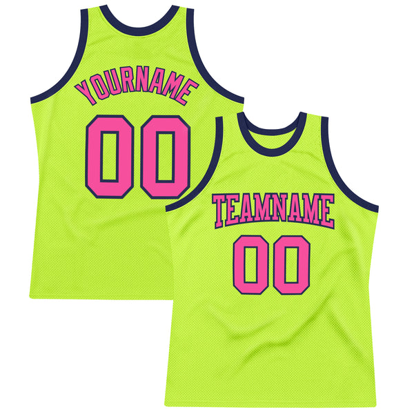 FIITG Custom Basketball Jersey Neon Green Pink-Light Blue Authentic