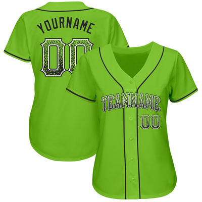 Custom Neon Green Black-White Authentic Drift Fashion Baseball Jersey