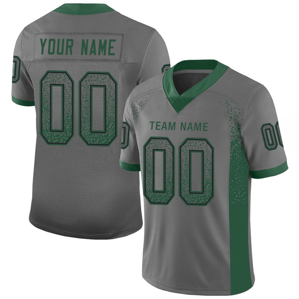 Custom Gray Gotham Green-Black Drift Fashion Football Jersey Men's Size:XL