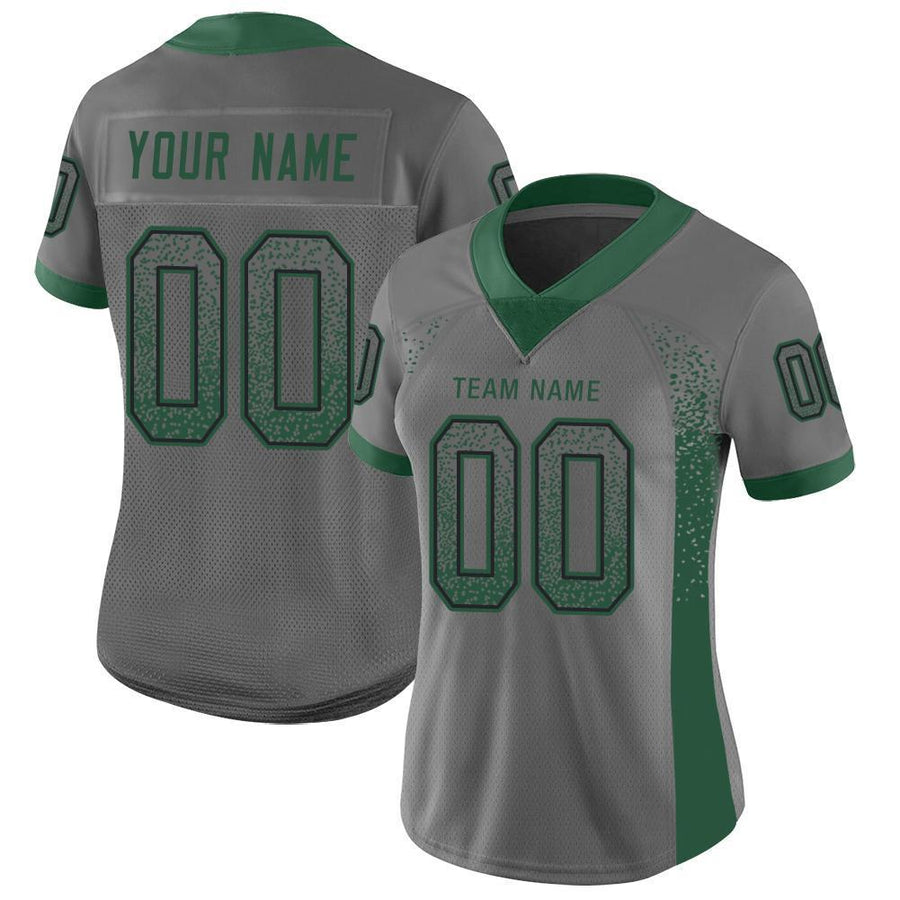 Custom Gray Gotham Green-Black Mesh Drift Fashion Football Jersey