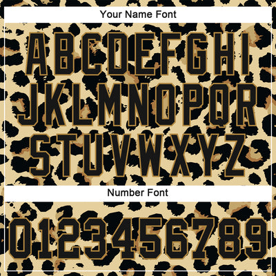 Custom Old Gold Black-Old Gold 3D Pattern Design Leopard Authentic Baseball Jersey