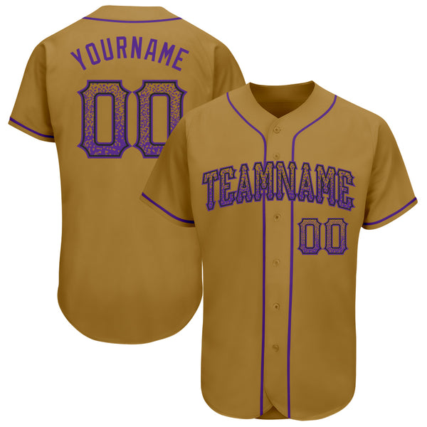 Custom Black Purple-Gold Authentic Baseball Jersey