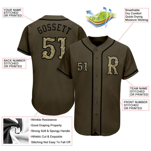 Custom Camo Black-Gold Authentic Salute To Service Baseball Jersey -  Fans4Shop