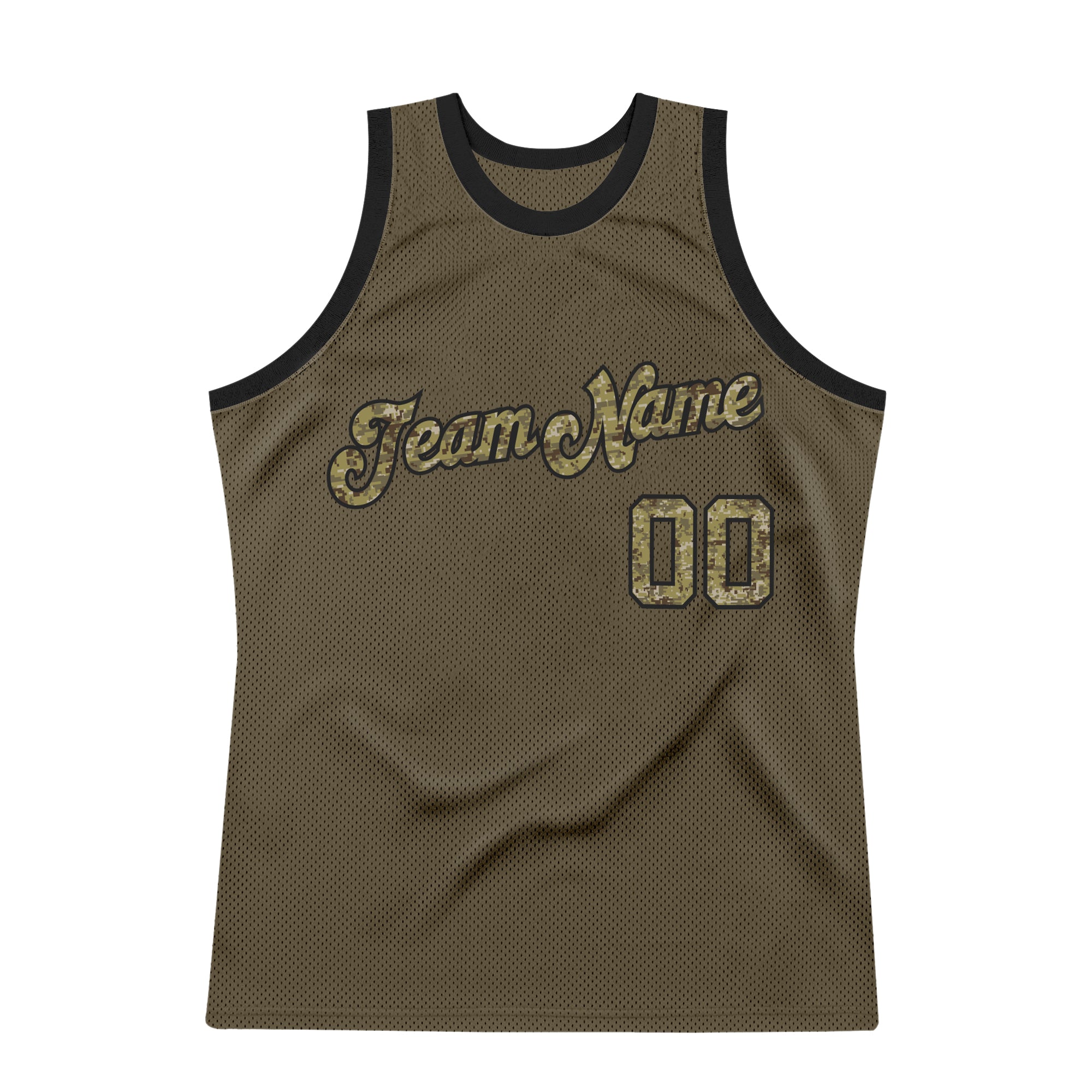 Custom Olive Camo-Black Mesh Authentic Salute To Service Football Jersey