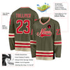 Custom Olive Red-Cream Salute To Service Hockey Jersey