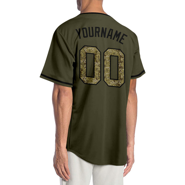 Cheap Custom Camo Olive-Black Authentic Baseball Jersey Free