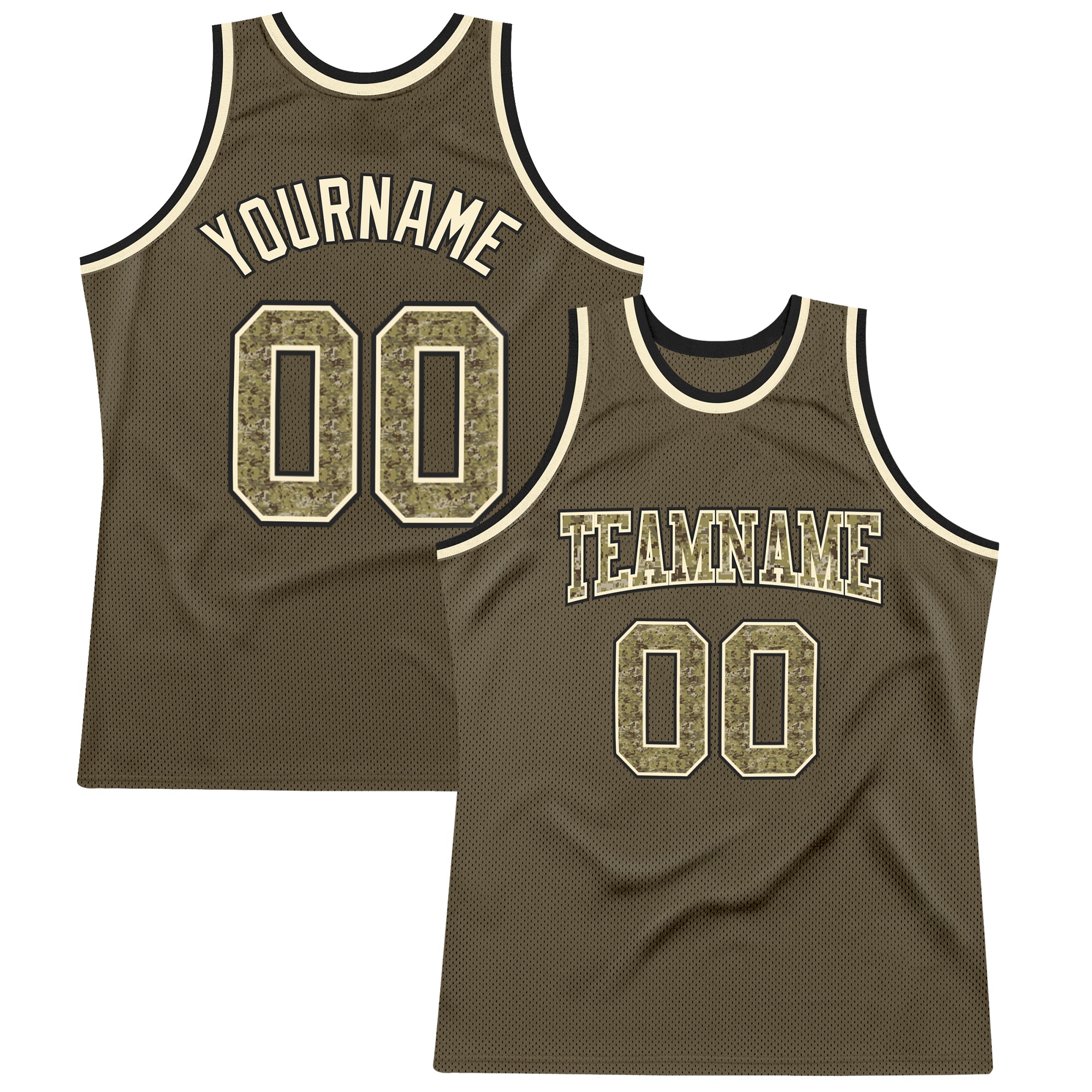 Custom Olive Basketball Jersey Camo Cream Authentic Throwback Salute To Service Fansidea 1633