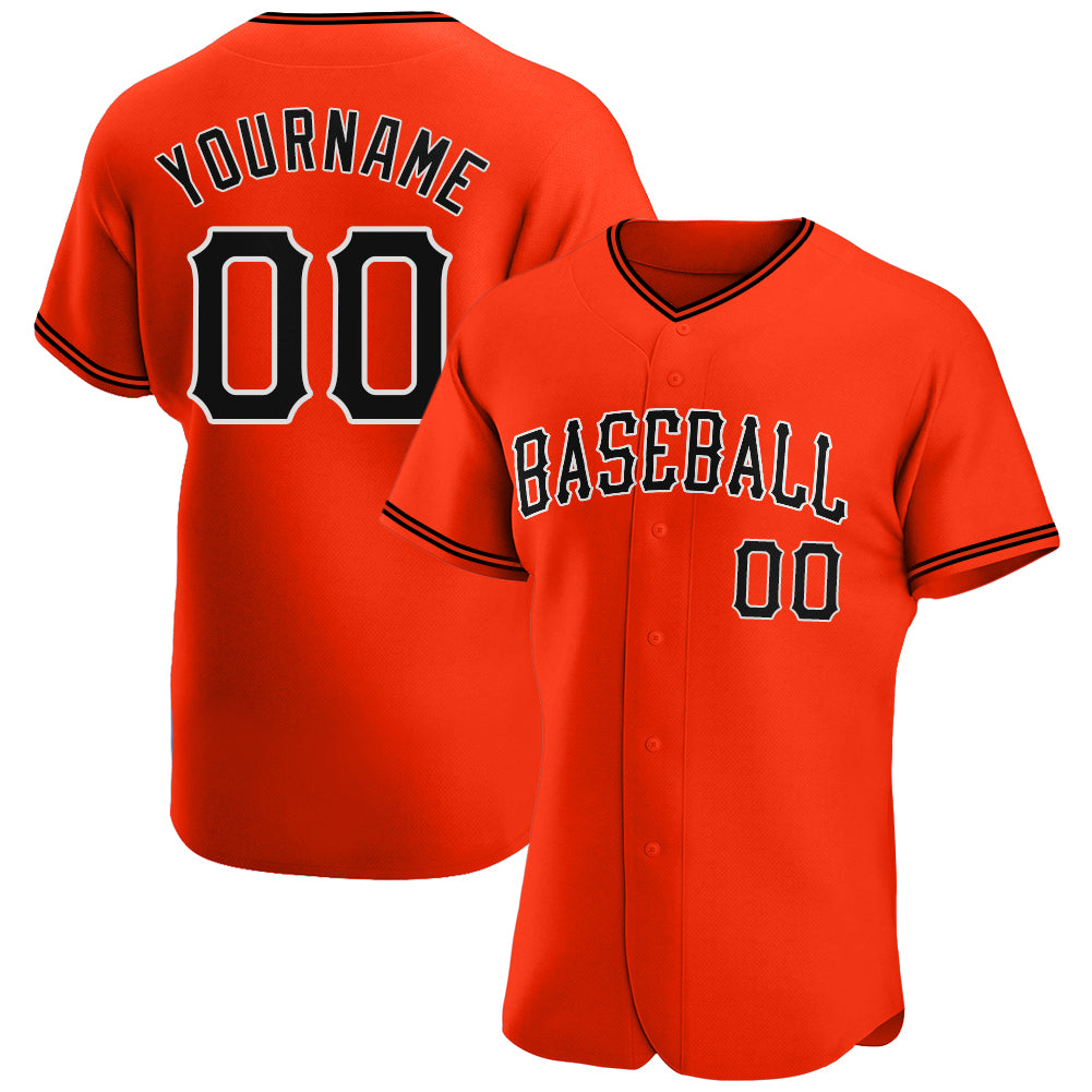 Custom Orange Black-White Authentic Baseball Jersey Preschool Size:S