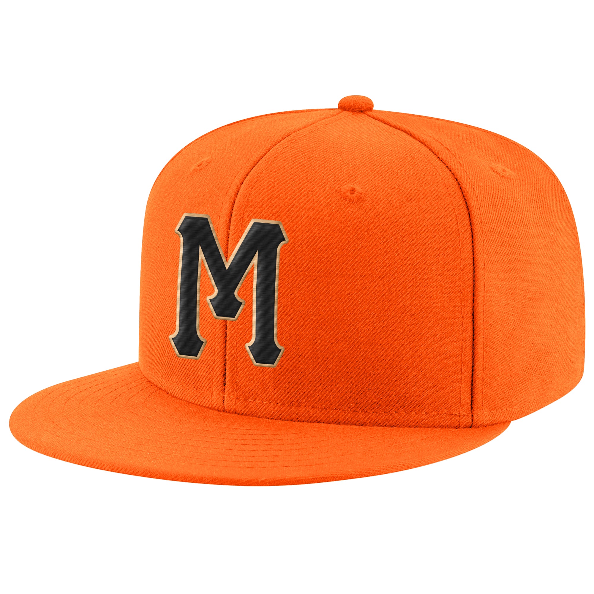 Custom Cream Adjustable Snapback Hat Orange-Black Stitched - FansIdea