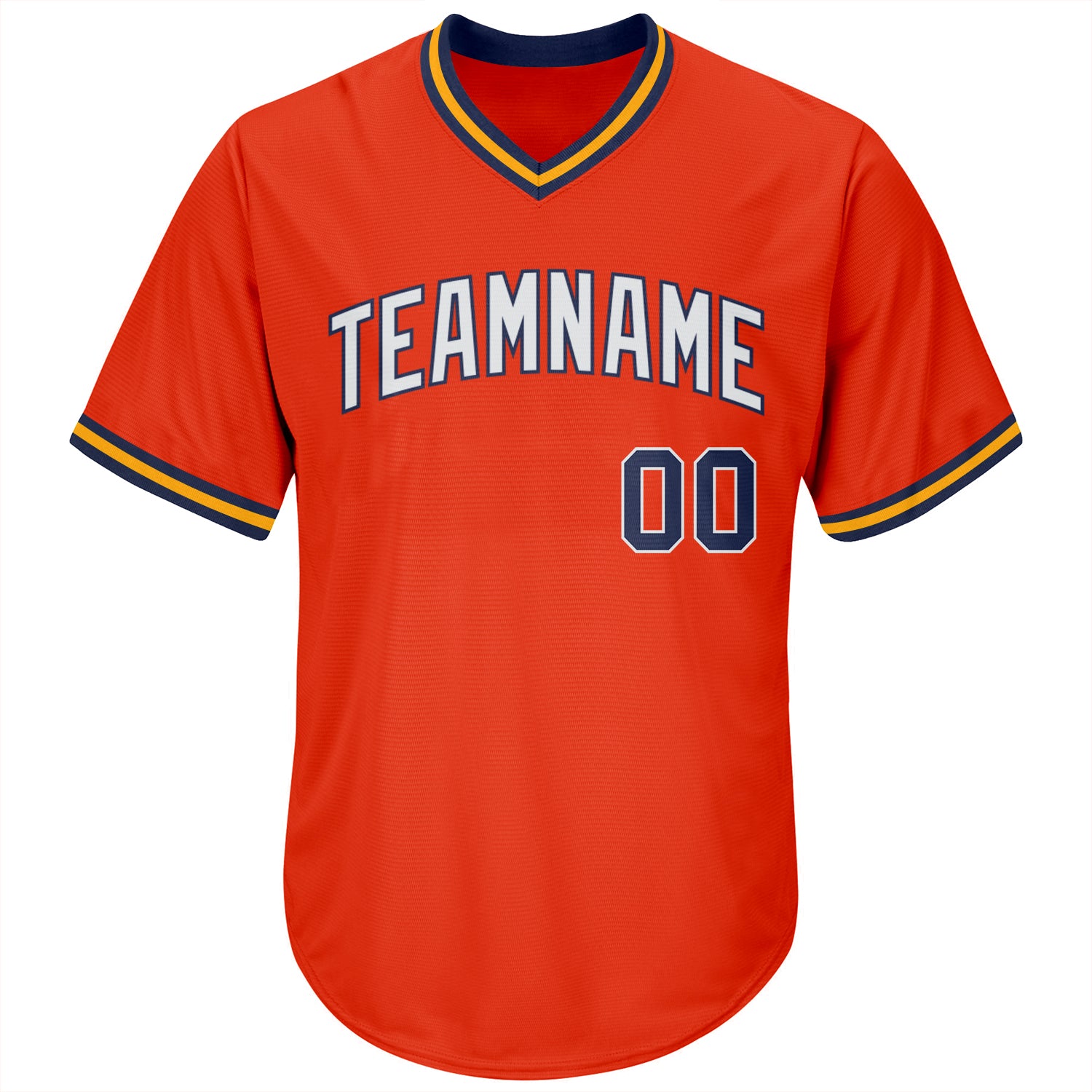 Custom Orange Navy-Gold Authentic Throwback Rib-Knit Baseball Jersey Shirt