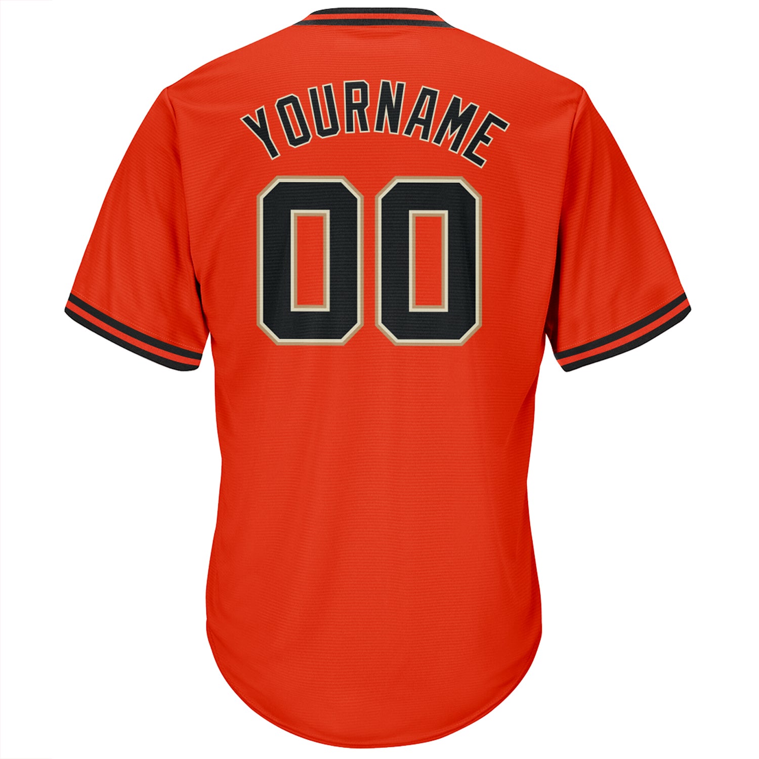 Custom Orange Black-Old Gold Authentic Throwback Rib-Knit Baseball Jersey Shirt