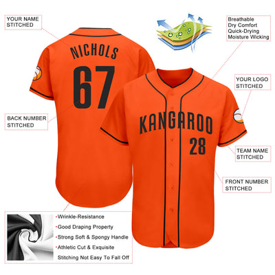 Custom Orange Black Authentic Baseball Jersey