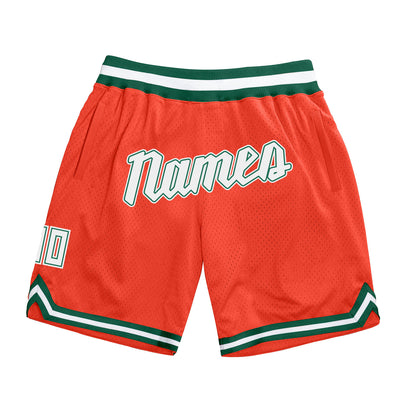 FIITG Custom Hunter Green Red-White Authentic Throwback Basketball Shorts Men's Size:2XL