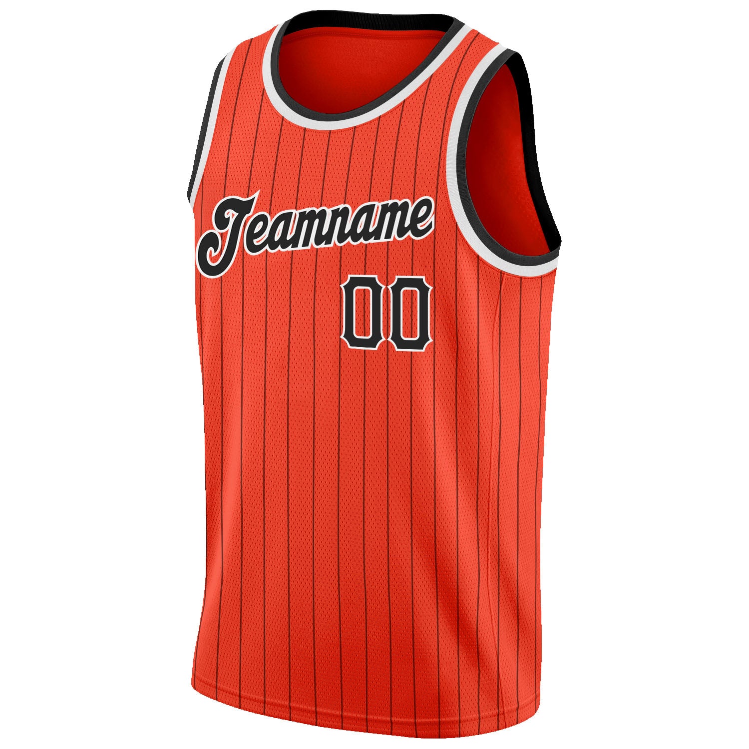 Custom Orange Black Pinstripe Black-White Authentic Basketball Jersey