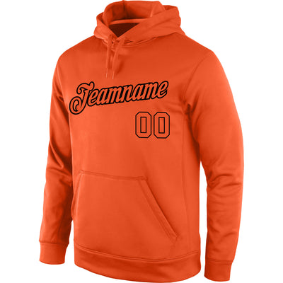 Custom Stitched Orange Orange-Black Sports Pullover Sweatshirt Hoodie