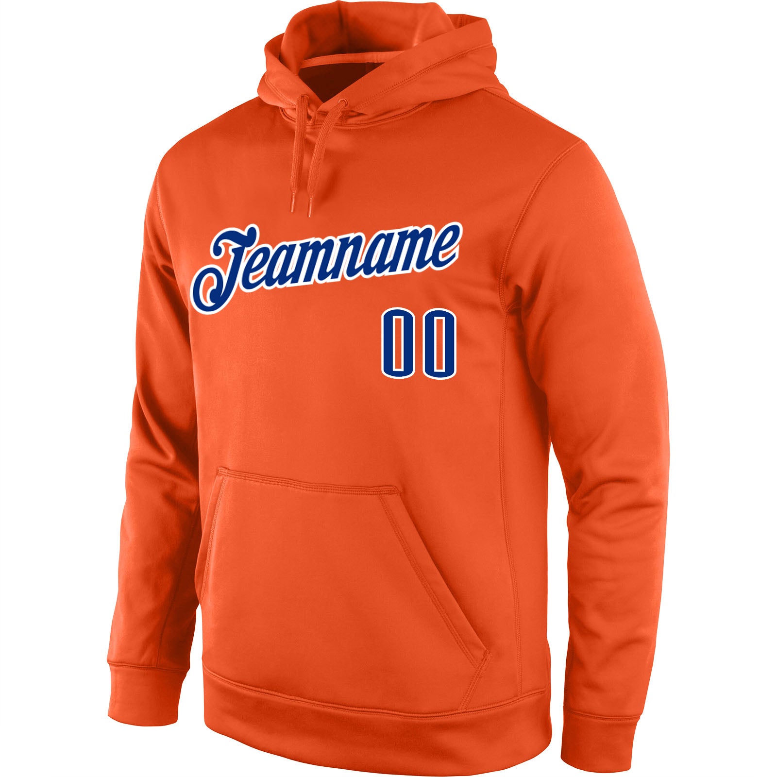 Custom Stitched Orange Royal-White Sports Pullover Sweatshirt Hoodie