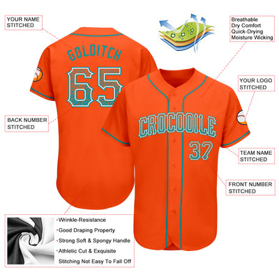 Custom Orange Teal-White Authentic Drift Fashion Baseball Jersey