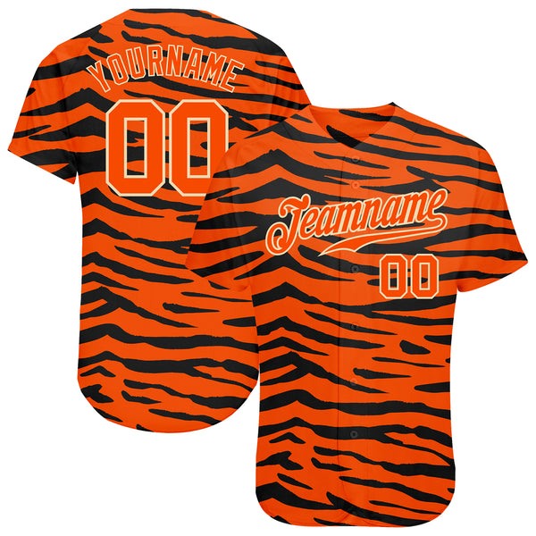 Custom Brown Black-Gold 3D Pattern Design Tiger Authentic Baseball Jersey  Discount