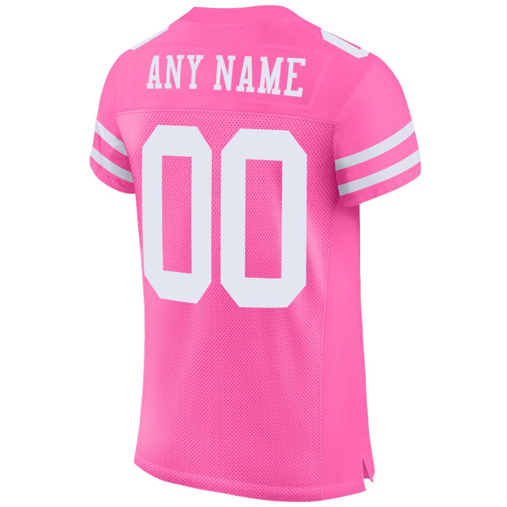 Custom Pink White Authentic Football Jersey Men's Size:L