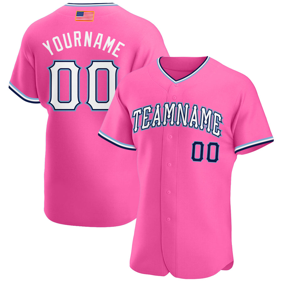 Custom Baseball Jersey Powder Blue Pink-Black Authentic Two Tone