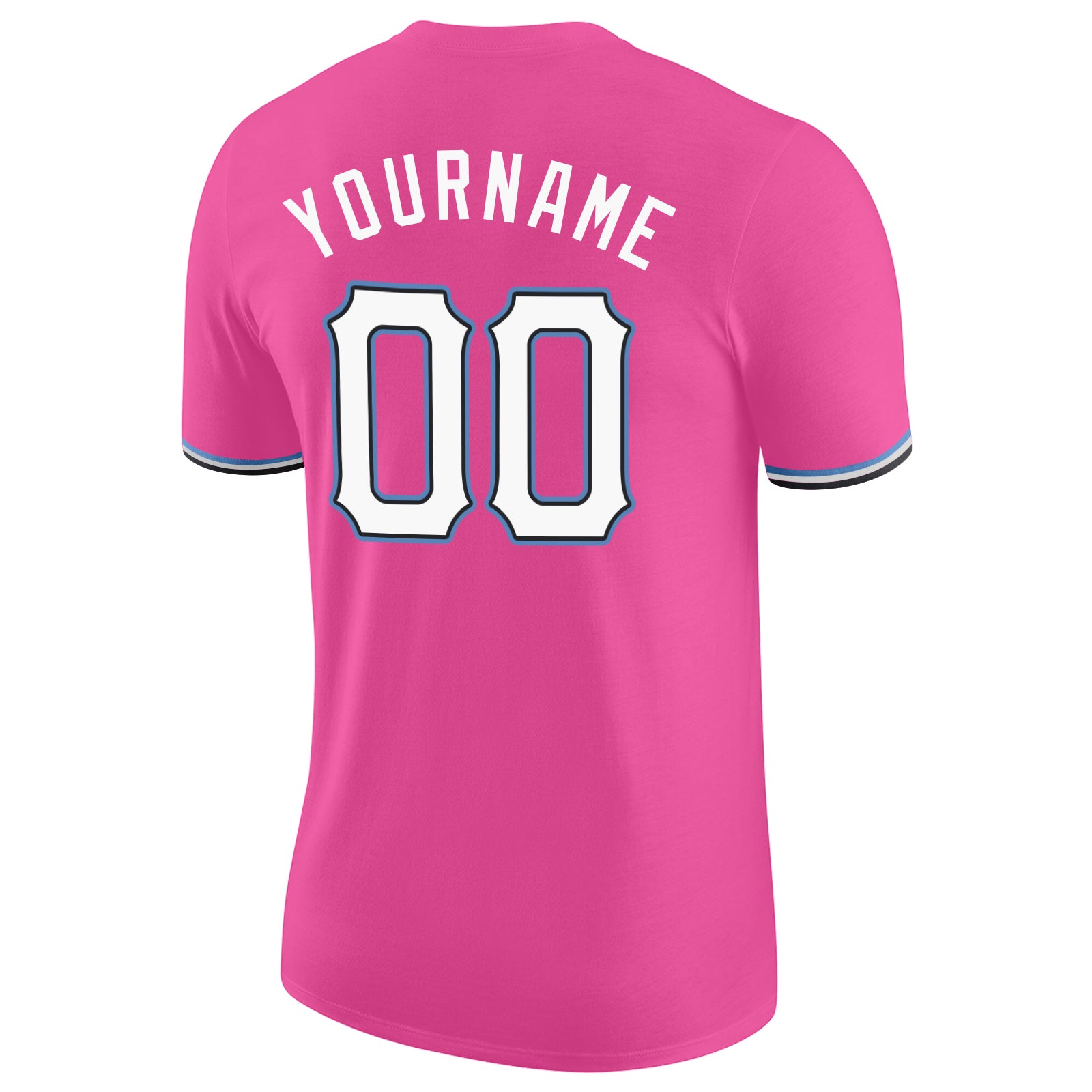 Custom Pink Performance T-Shirt White-Light Blue - FansIdea