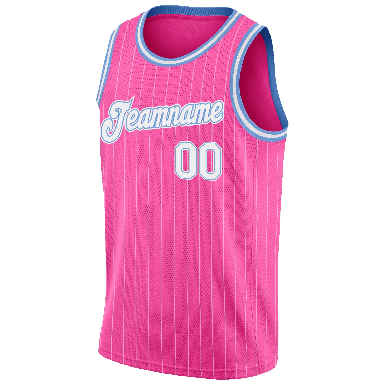 Cheap Custom Black White Pinstripe Pink-Light Blue Authentic