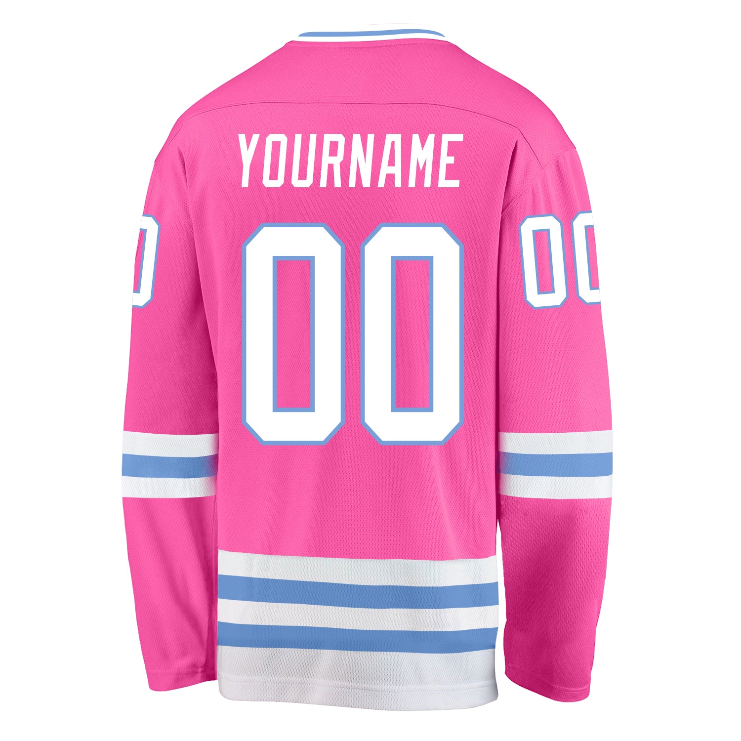 Custom Pink White-Light Blue Hockey Jersey