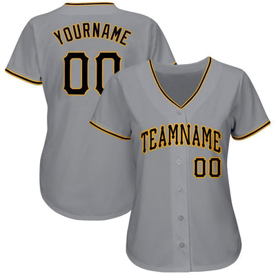 Custom Gray Black-Gold Baseball Jersey