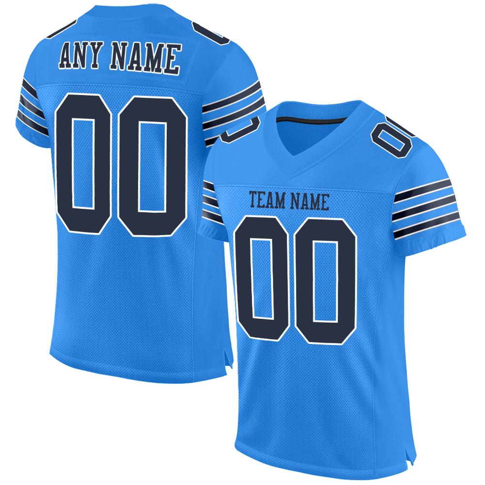 Custom Powder Blue Navy-White Authentic Football Jersey Women's Size:2XL