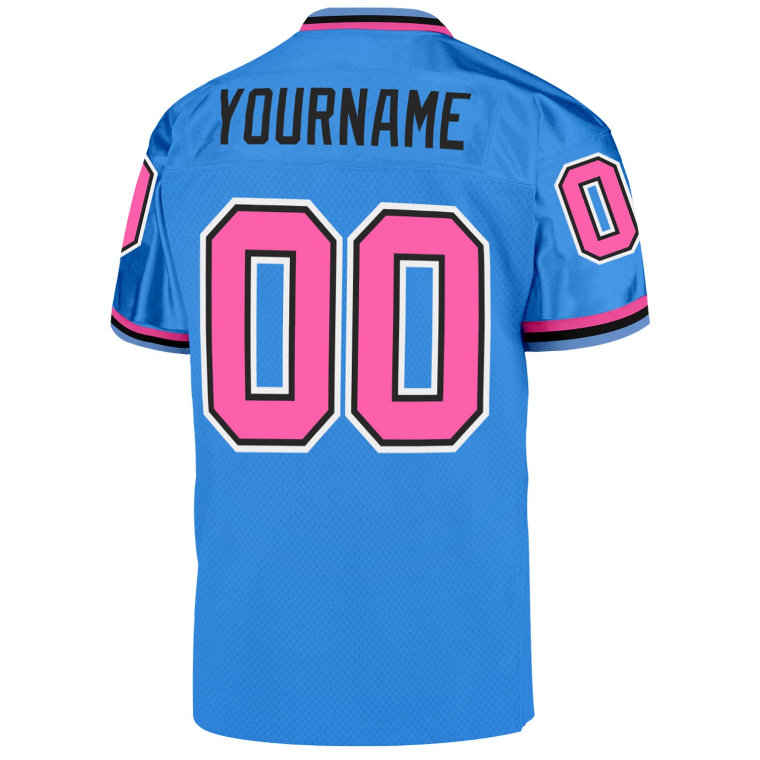 Custom Powder Blue Pink-Black Authentic Throwback Football Jersey Men's Size:S