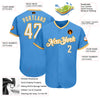 Custom Powder Blue White-Gold Authentic Baseball Jersey