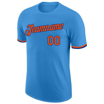 Custom Powder Blue Orange-Royal Performance T-Shirt