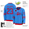 Custom Powder Blue Red Hockey Jersey