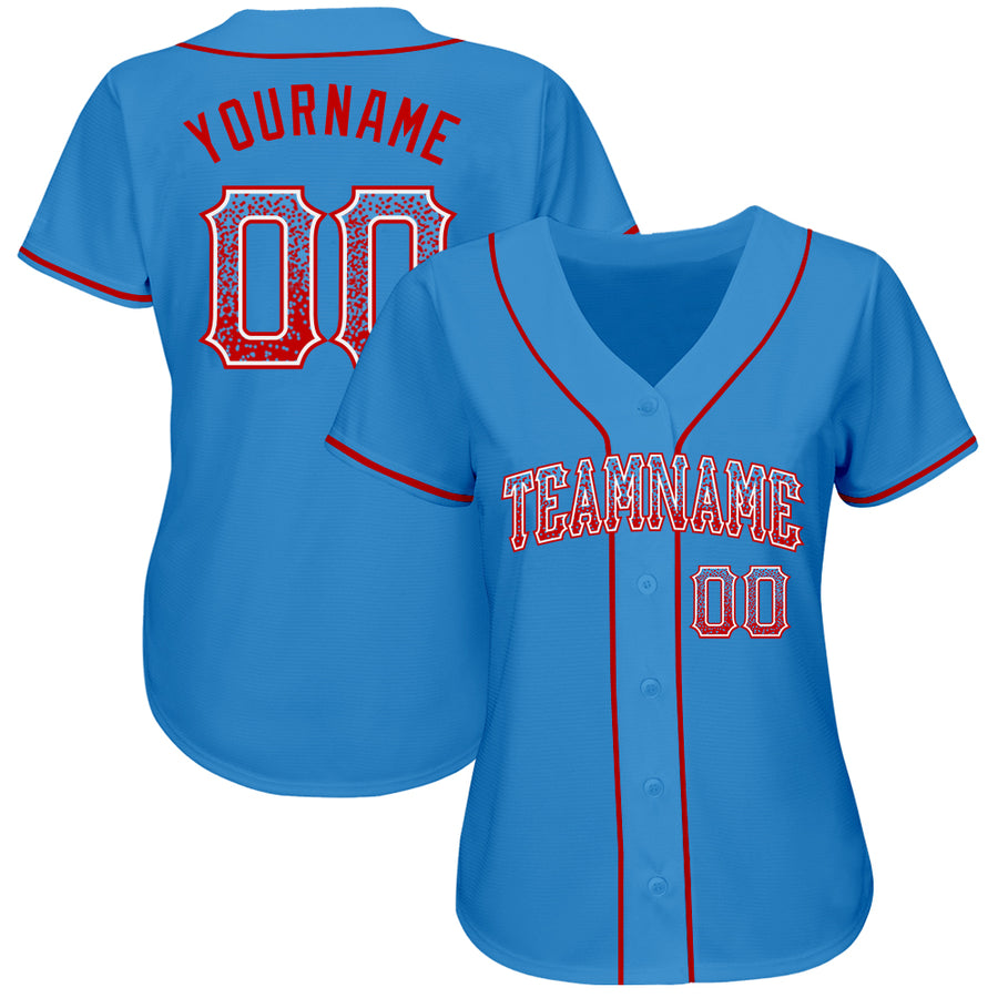 Custom Powder Blue Red-White Authentic Drift Fashion Baseball Jersey