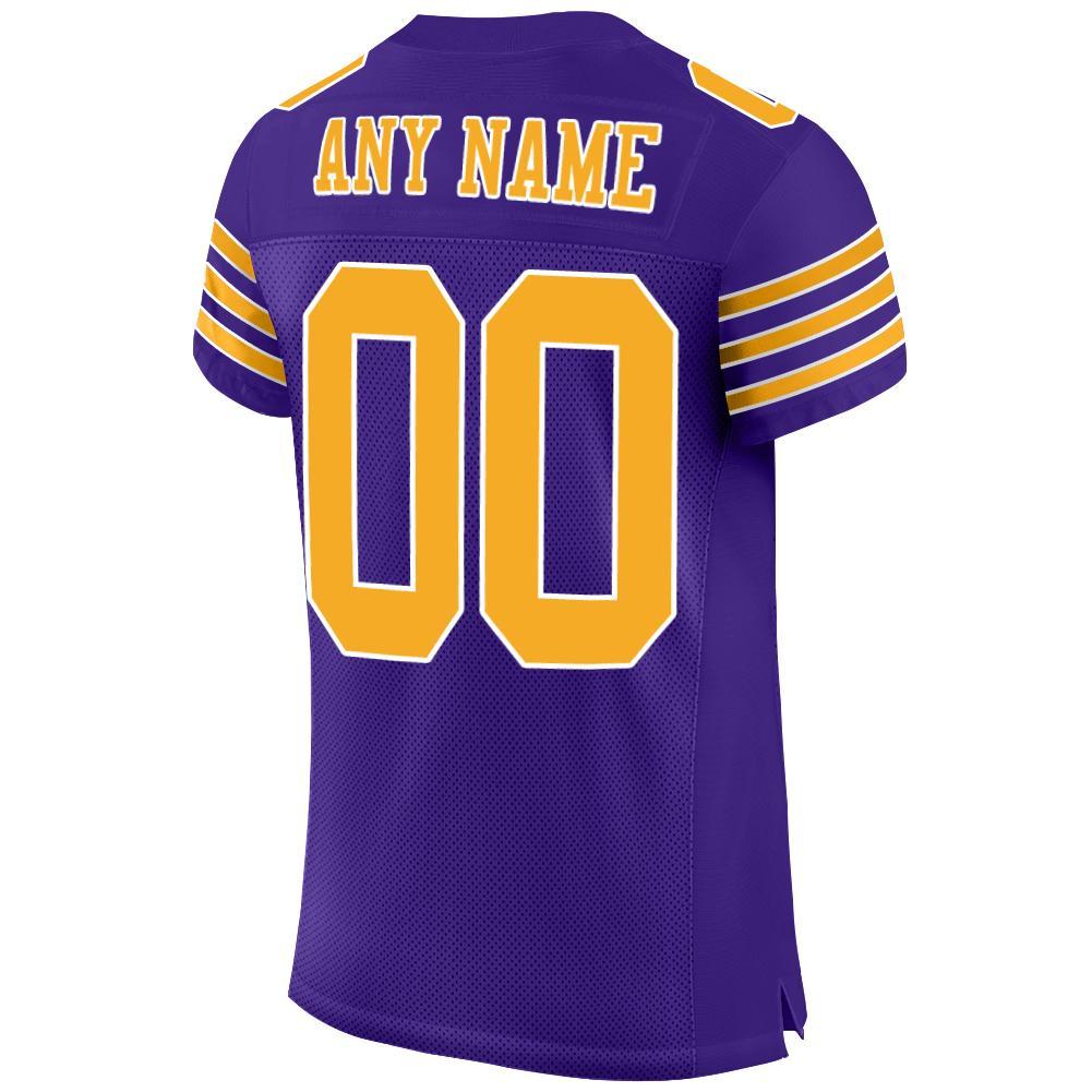 Custom Purple Gold-White Mesh Authentic Football Jersey