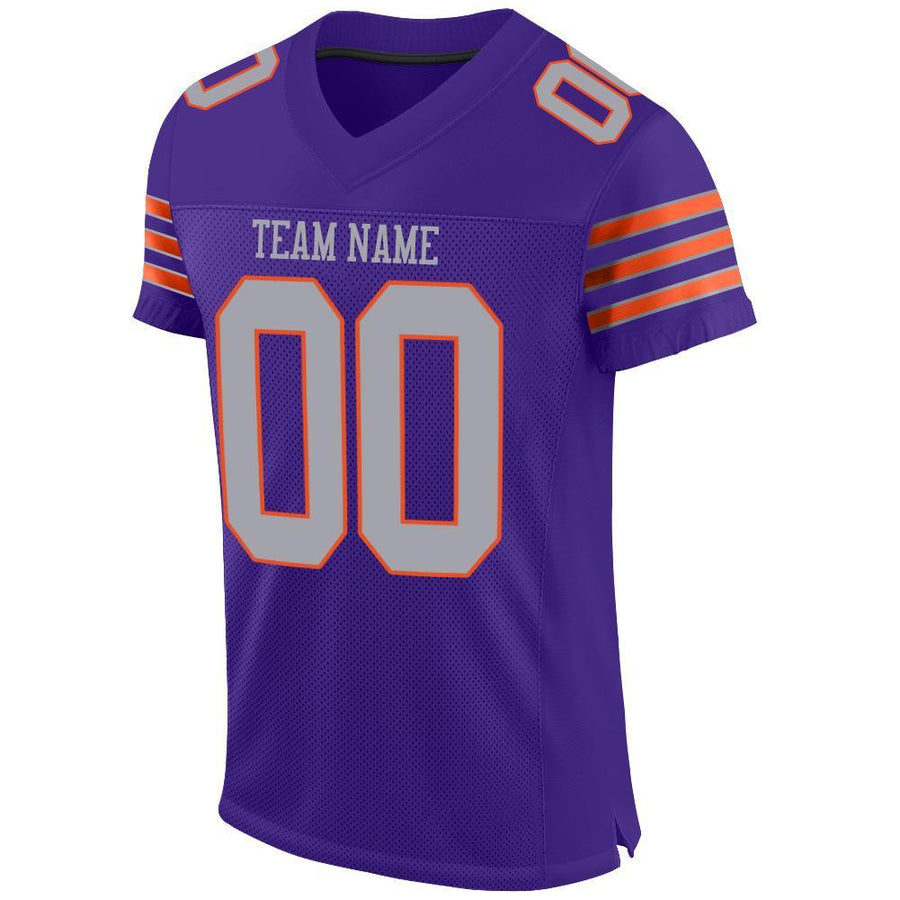 Custom Purple Gray-Orange Mesh Authentic Football Jersey