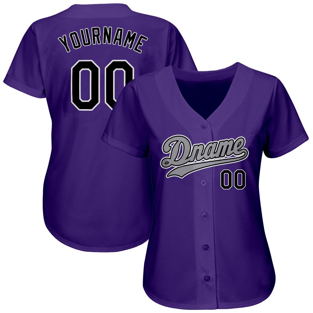 Custom Black Purple-Gold Authentic Baseball Jersey