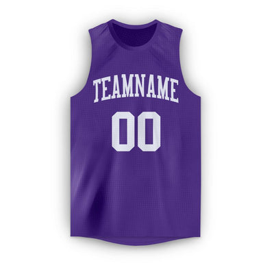 Custom Purple White Round Neck Basketball Jersey