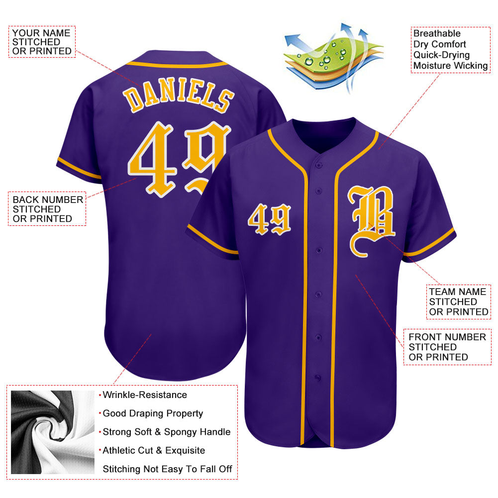 Custom Pinstripe Baseball Jersey Gray Purple Purple-Gold Authentic -  FansIdea
